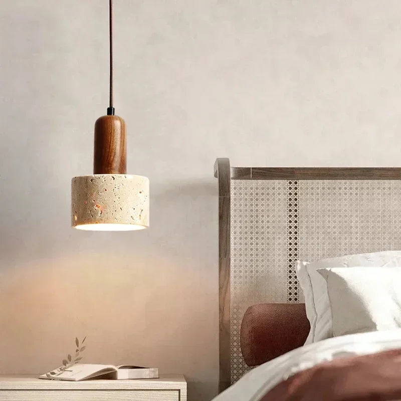 Stone & Wood Style Pendant Hanging Light