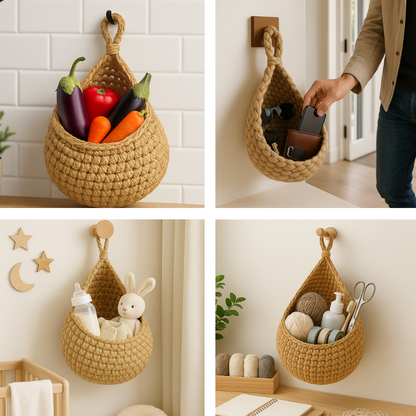 Hand Made, Handwoven Wall Hanging Basket