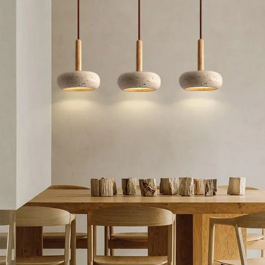 Stone & Wood Style Pendant Hanging Light