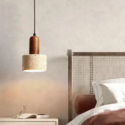 Stone & Wood Style Pendant Hanging Light