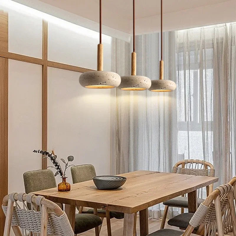 Stone & Wood Style Pendant Hanging Light
