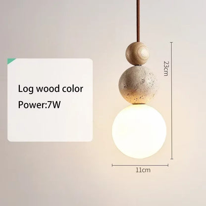 Stone & Wood Style Pendant Hanging Light