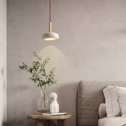 Stone & Wood Style Pendant Hanging Light